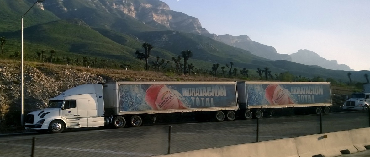 Mexican truckers taking a break at the toll booths between Monterrey and Saltillo